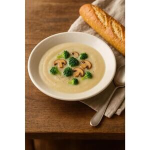 Poc À Poc France 1990s Cream Replacement Soup Plate Bowl, 8x1.25”